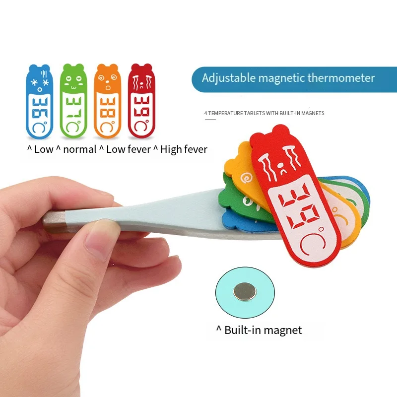 Montessori Educational Wooden Toys Set Children Pretend Play Nurse and Doctor Toy with Simulation Medicine Box Wood Material