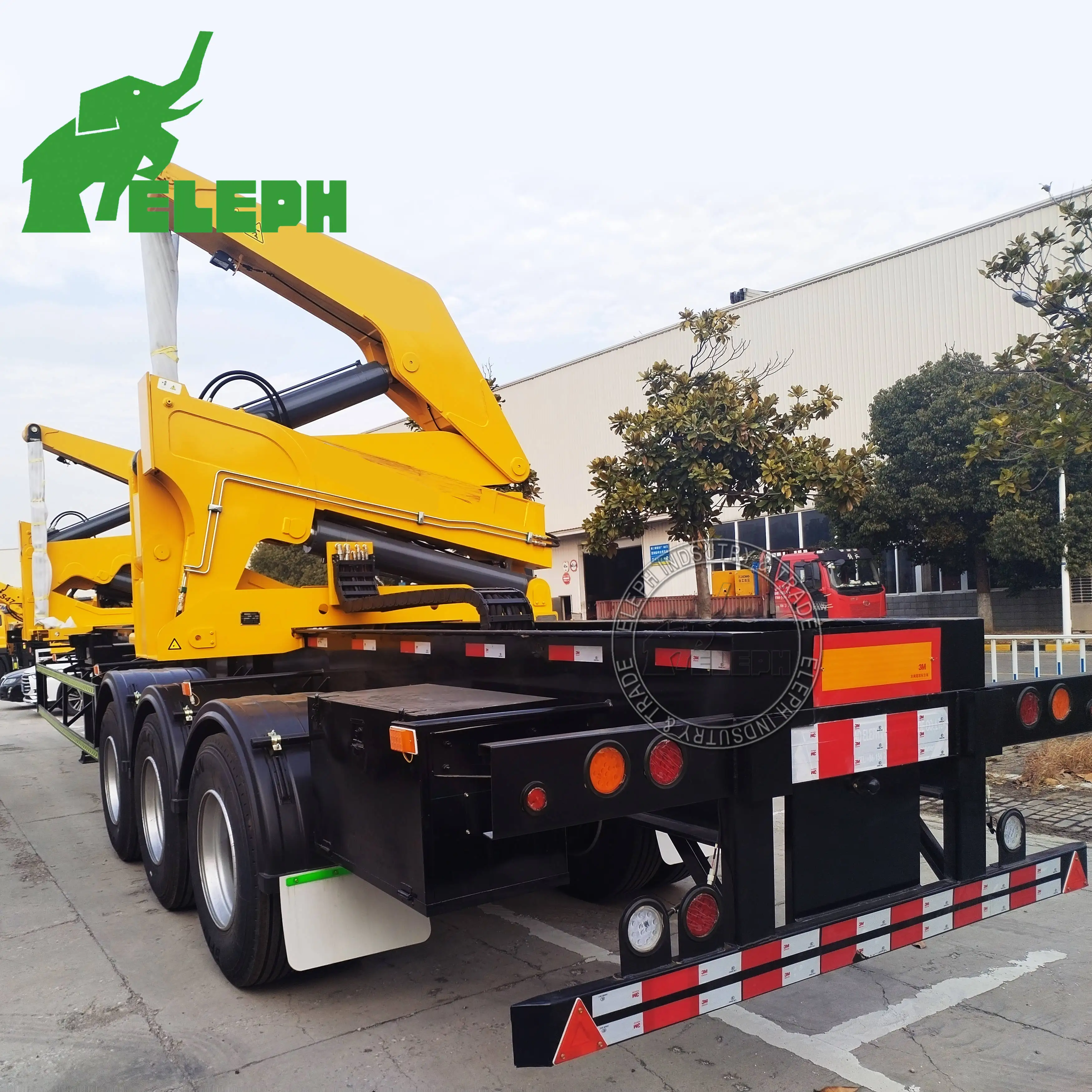 high quality container side lifter side loader container truck trailer with crane 07