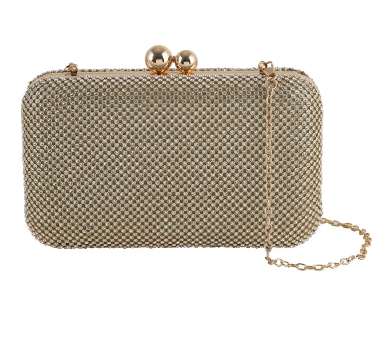 Women Rhinestone Metal One Shoulder Chain Clutch Bag Diamond   Fashion Handbag Crystal Ladies Wallet