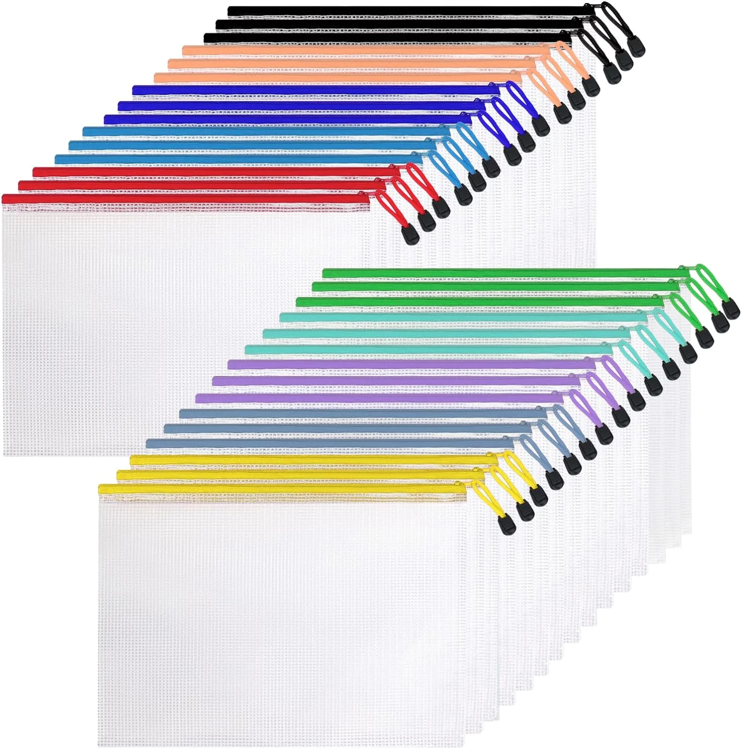 Customized Print Waterproof Pvc Document Bag Transparent Mesh Bags with Zipper A4 Clear File Storage Bag File Pouch for School