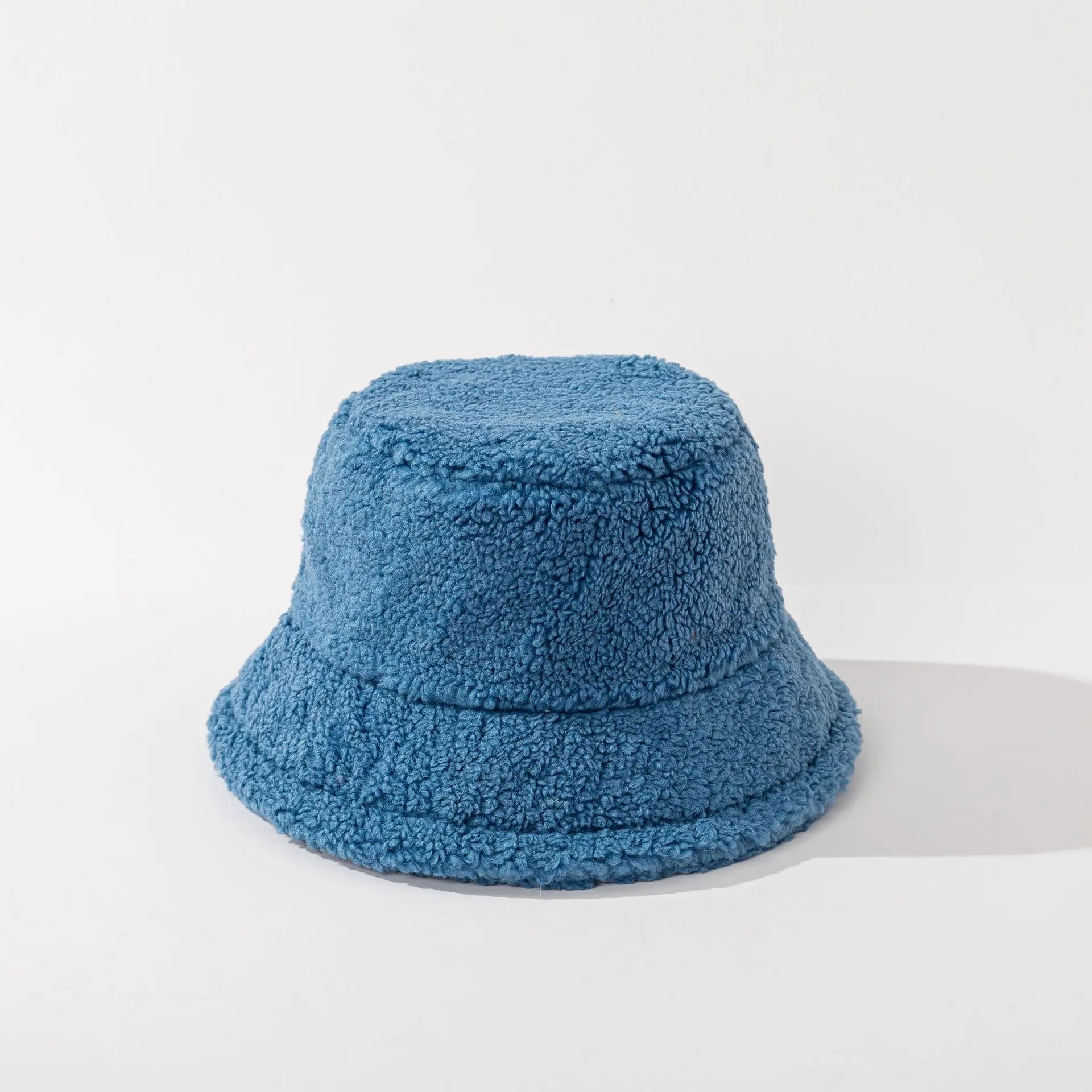 winter fashion headwear warm bucket hats fluffy colorful fuzzy blank sherpa bucket hat