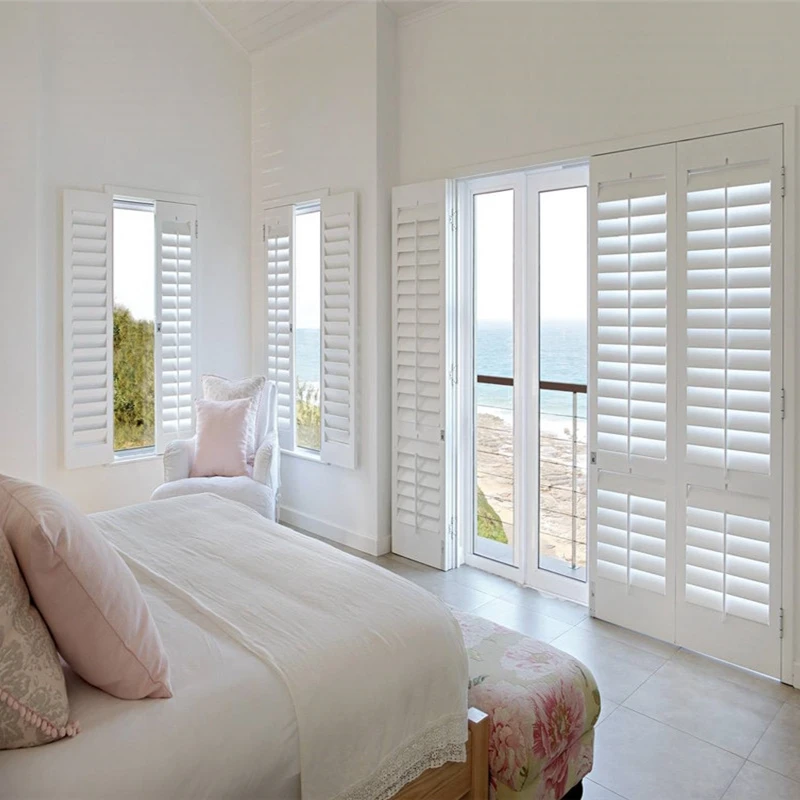China custom horizontal louvers panel plantation shutters for window bifold shutter