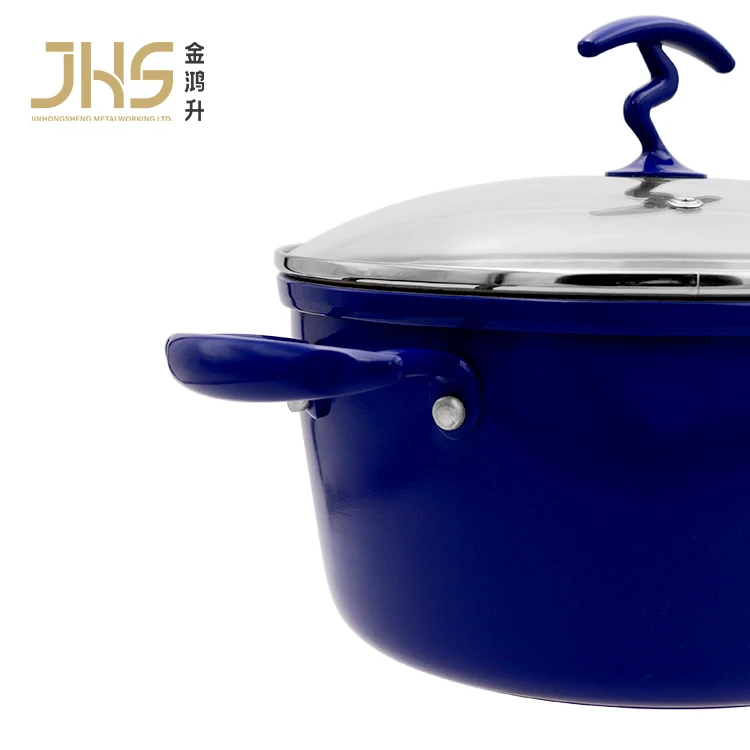 8pcs Blue White ceramic aluminum marmite aluminium nonstick kitchen pots and pans non-stick cooking pots cookware set with glass