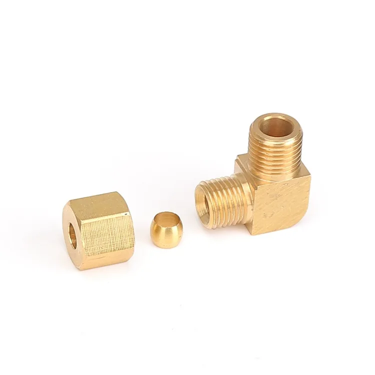 OEM Brass pipe fittings 90 degree Male union elbow compression fittings