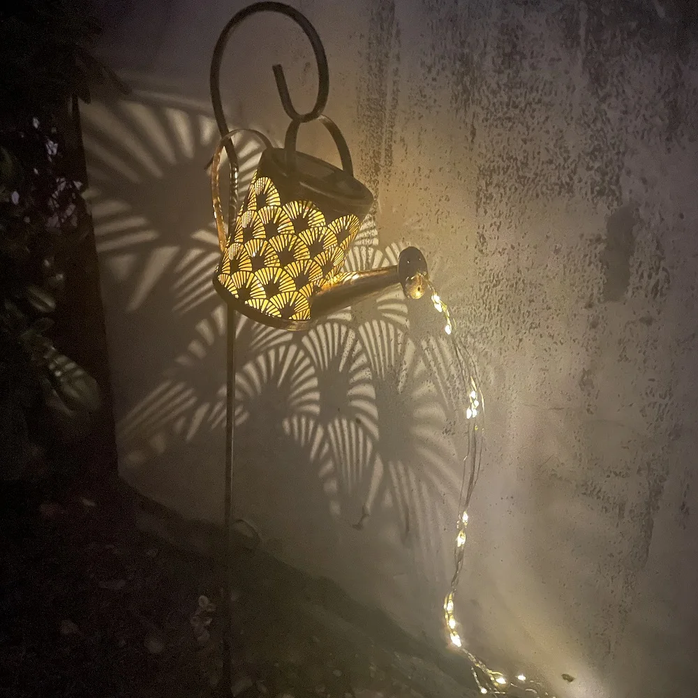 Solar LED Courtyard Lights String Kettle Watering Can Pot Hollow Shadow Garden Lawn Lamp Landscape Decoration