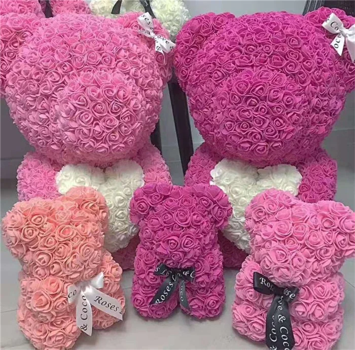 Factory Customization Fashion Decoration Flower Teddy Bear 40 cm Soap Foam of Roses