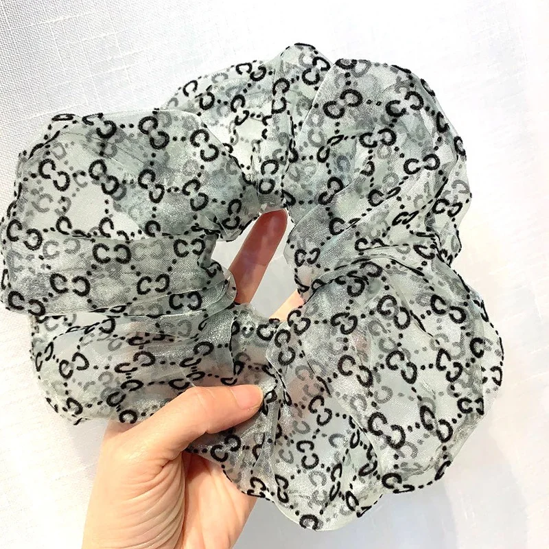 
New Design Over Size Letter Organza Hair Scrunchies Ties Hair Elastic Band Hair Accessories For Girls Women 