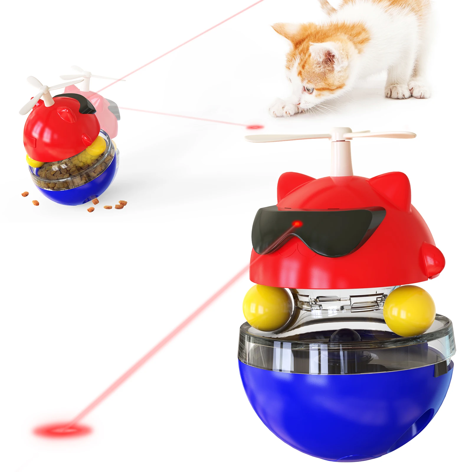 pet products infrared electron cat toy turntable tumbler windmill feeding training pet laser toy