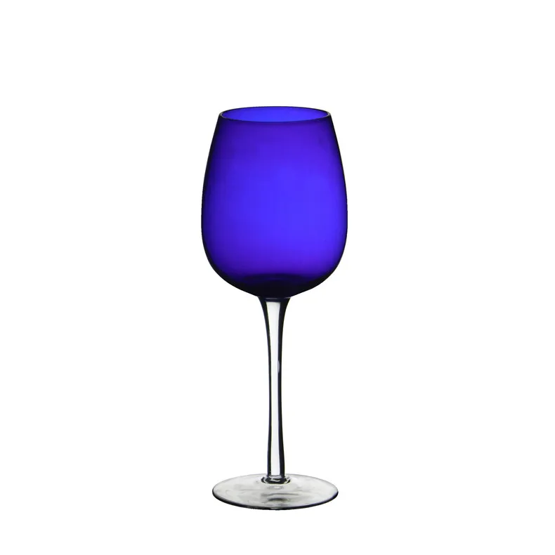 Hot selling new design clear 540ml lead-free crystal red wine goblet 19oz solid blue wine goblets customized logo