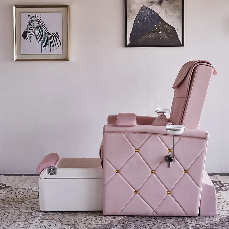 Spa Chair Nail Foot Massage Chair Beauty Salon FRP Heating Tub Manicure / Crush Salon Furniture Chair Pedicure Pink 122*99*77CM