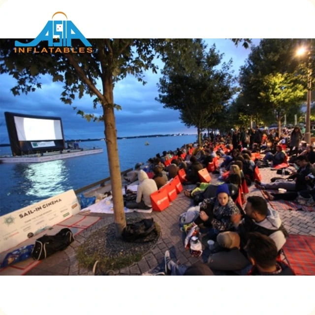 Rear Large Inflatable Open Air Cinema For Leisure , Beach Resort Inflatable Theater Projection Screen