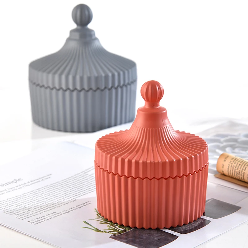 unique matte gray and pink Mongolian Shape glass candle holder for home decoration with Ger glass lid