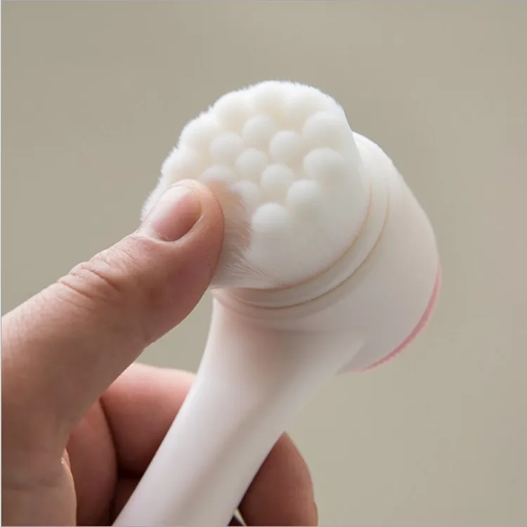 Manual cleaning brush, silicone + fiber hair double-sided cleaning brush