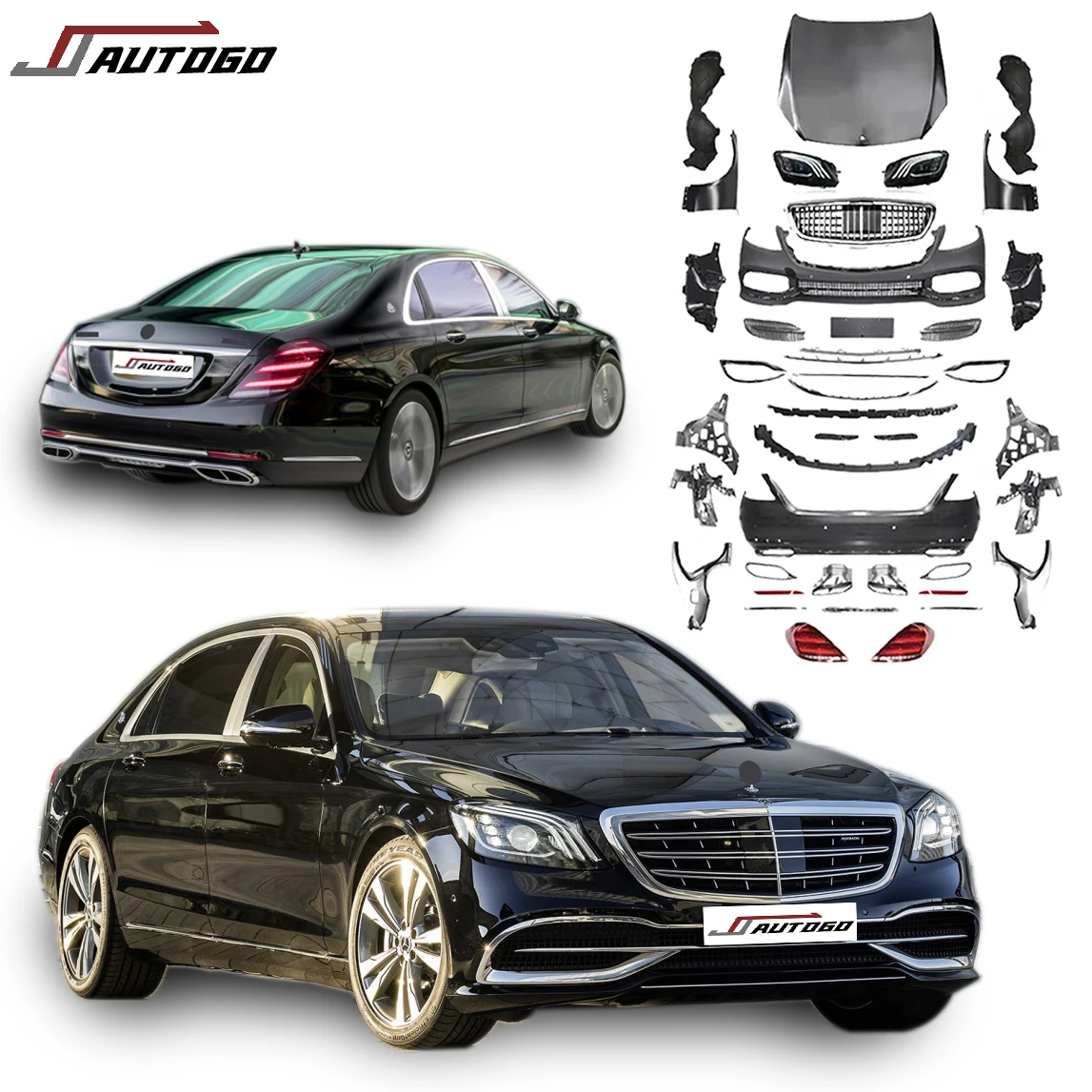 Body kit For Mercedes Benz S Class W221 2007 2008 2009 2010 2011 2012 with Front Rear Bumper to W222 Maybach Headlight Taillight