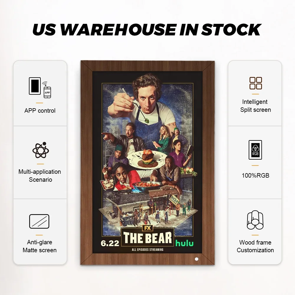 Wholesale wall mount 21.5 32 43 55 inch large screen WIFI  nft digitalwood frame nft display For Intelligent art museum