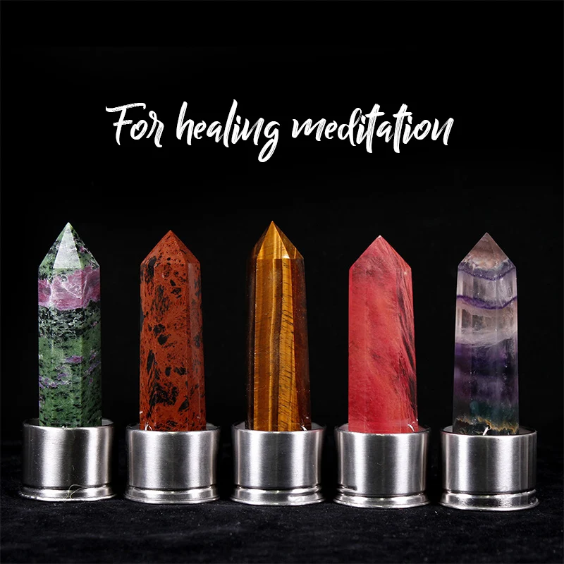 High quality amethyst stone polished single point 6 Angle column energy cup bottle column natural crystal column