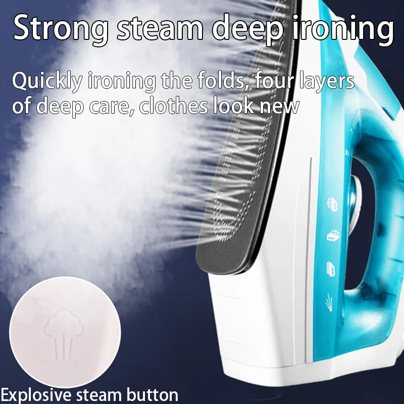 Electric Steam Iron For Clothes Hand-held Portable Wet And Dry Use Blue