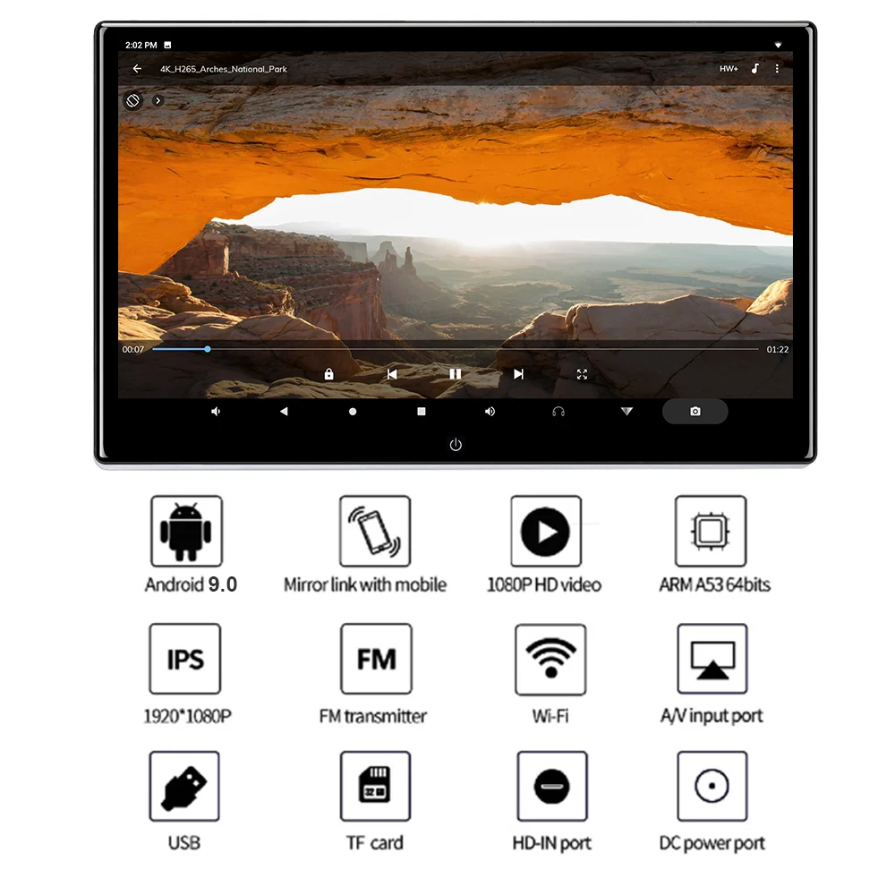 13.3 inch 2+32GB Android Headrest Car Baby Backseat entertainment HD Display 4K Netflix Video FM Transmitter Car Monitor