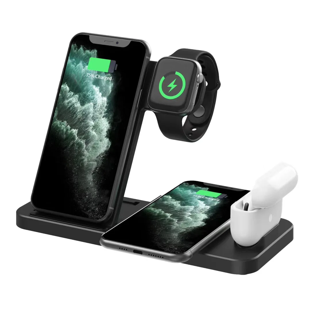 New Arrivals For Iphone 3 In 1 Foldable Charging Dock Qi Fast 15W 4 In 1 Folding Wireless Charger Stand