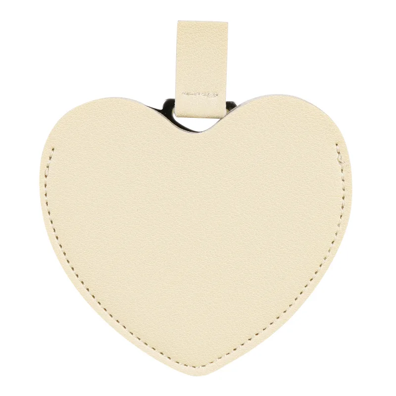 Wedding Gift Heart Mirror Stainless Steel Portable Makeup Small Compact Pocket Mirrors with Pu Bag