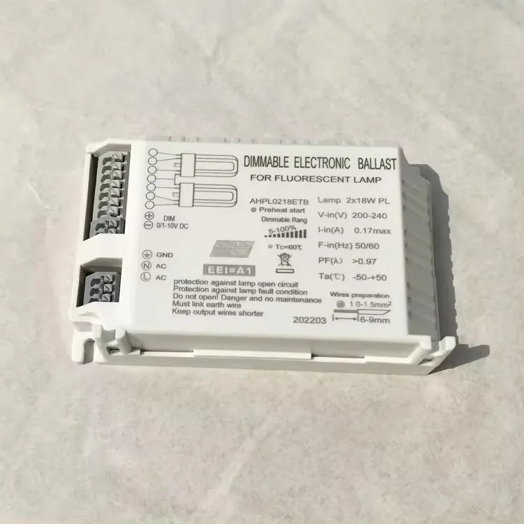 DC 0-10V DALI electronics Dimmable ballast 2X13W 2X18W 2X26W 2X42W for PL-L PL-C PL-T fluorescent Tube