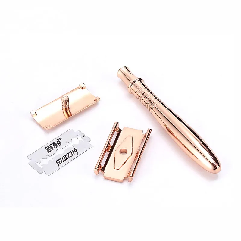 eco friendly rose gold underarm double edge blade shaving cut safety women razor blade shavers refills thickness