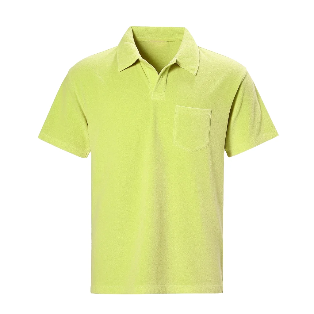 Men custom embroidery logo terry towelling polo shirt male 100% organic cotton terry cloth shirt terry towel shirt for men