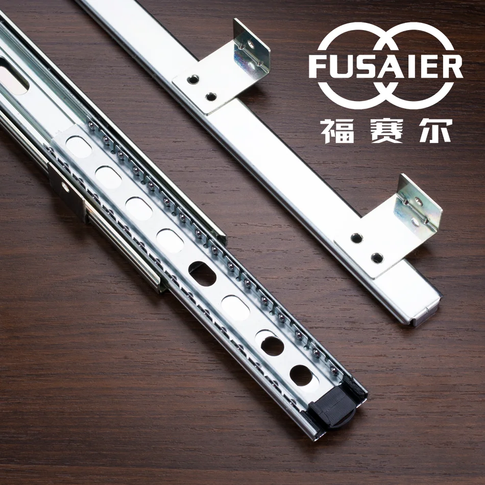 Furniture Cabinet Hardware Full Extension Telescopic Wardrobe Rails 100LB Ball Bearing Drawer Sliders Rails With  L Board