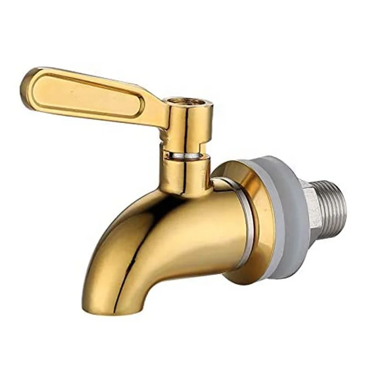 Gold Water Dispenser Faucet Tap Leaf Replacement Spigot for Beverage Dispenser, Stainless Steel Spigot for Drink Dispenser