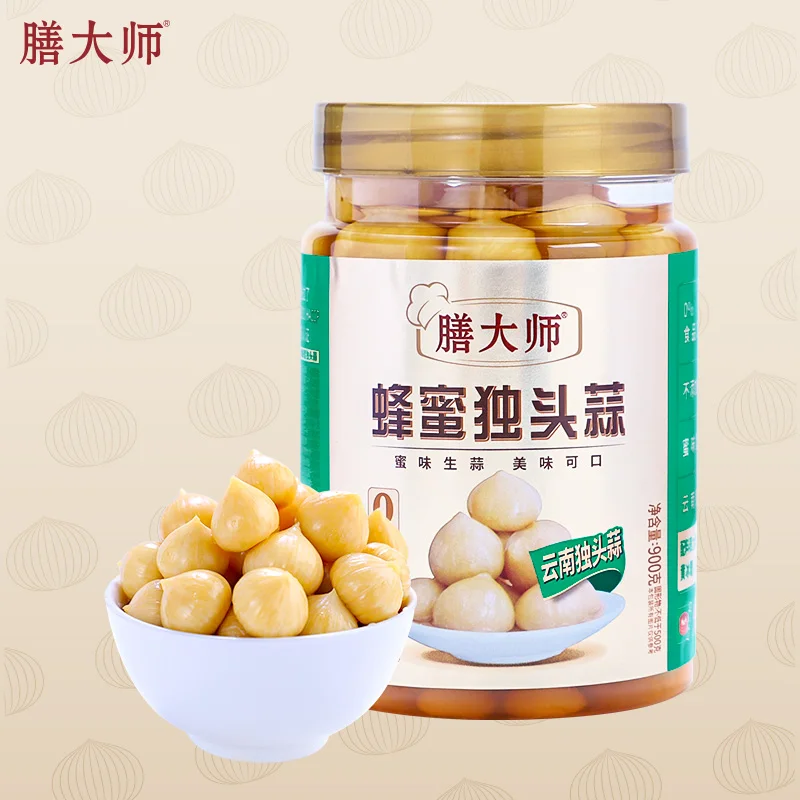 Clean Pollution Free Green Food Raw Garlic Peeled Honey Pickled Single Headed Canned Garlic