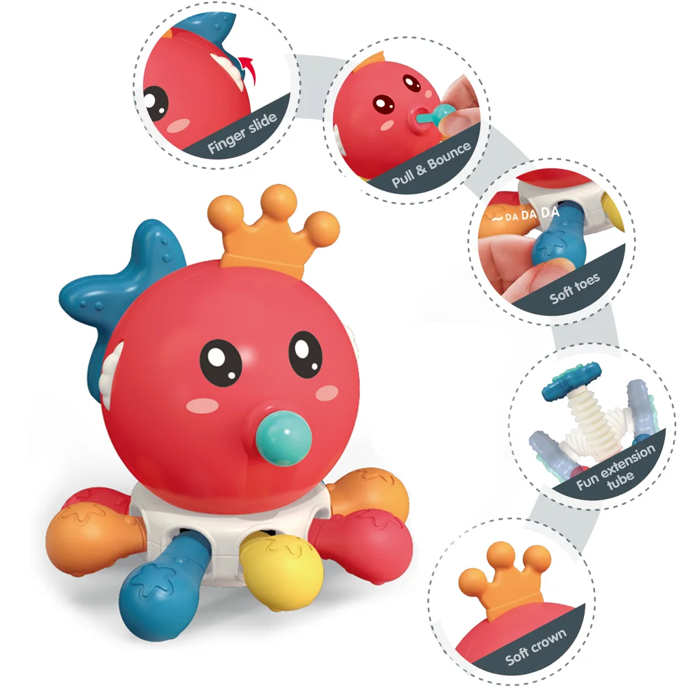 Chewing Out Teeth Octopus Rotating Music Irritable Baby 2024 Autism Feeling Educational Toy