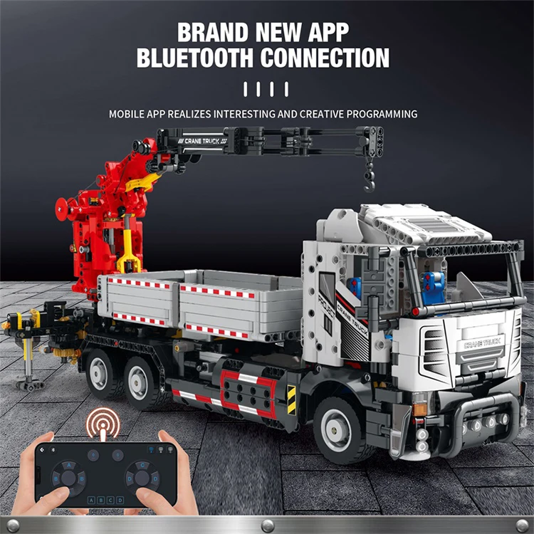 Hot Sale Electric Rc Truck Building Blocks Toys Full-Function Technical Engineering Truck Crane Building Block Brick Set