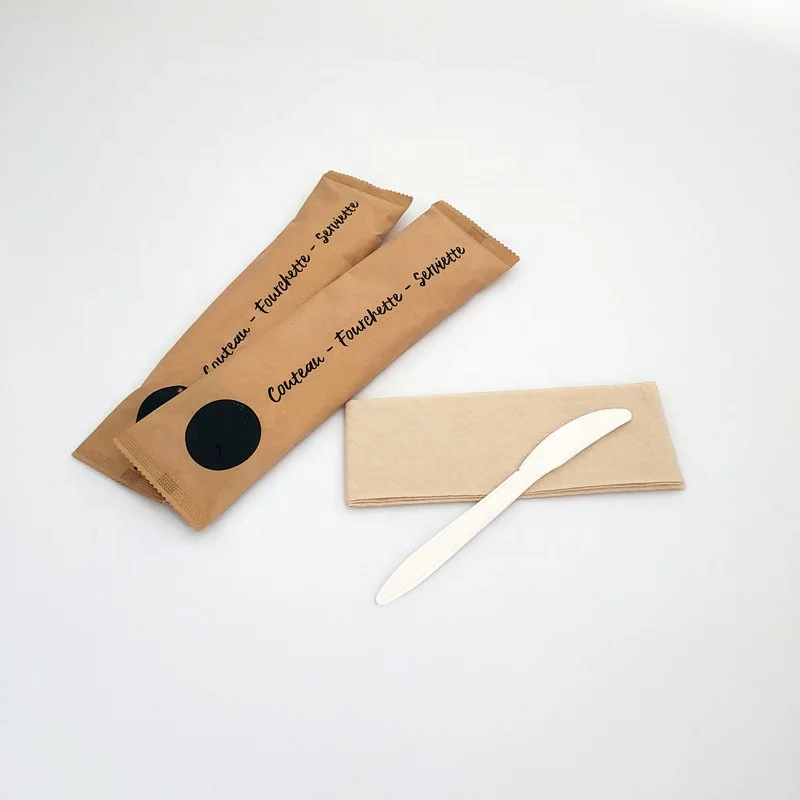 6inch 8inch Corn Starch Cutlery Bioplastic Recycling Disposable Eco-friendly 6IN1 Biodegradable Corn Starch Cutlery with Pouch