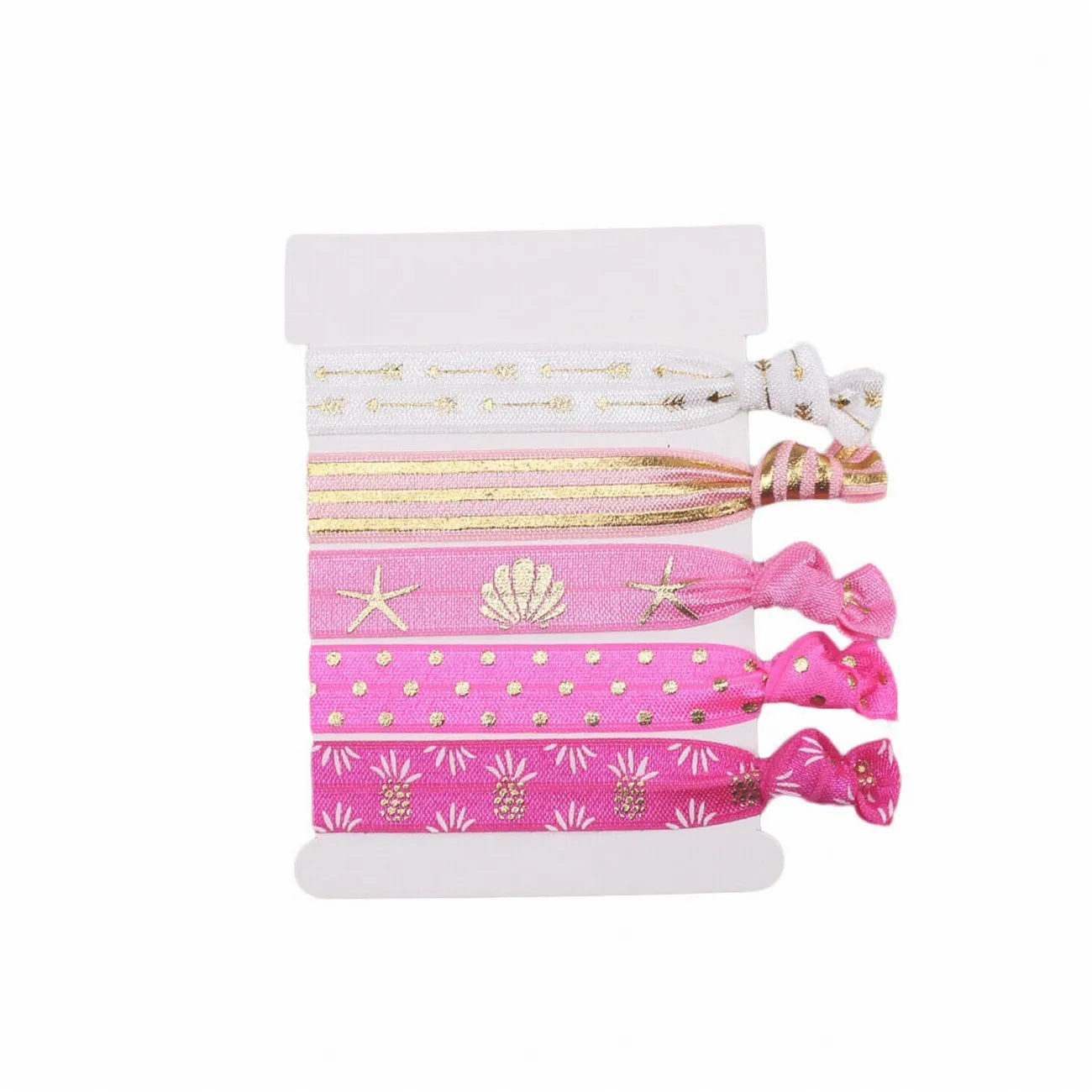 Women Knotted Elastic Hair Rope Ponytail Holder Bracelets Hair Ties Wholesale 5PCS/Set