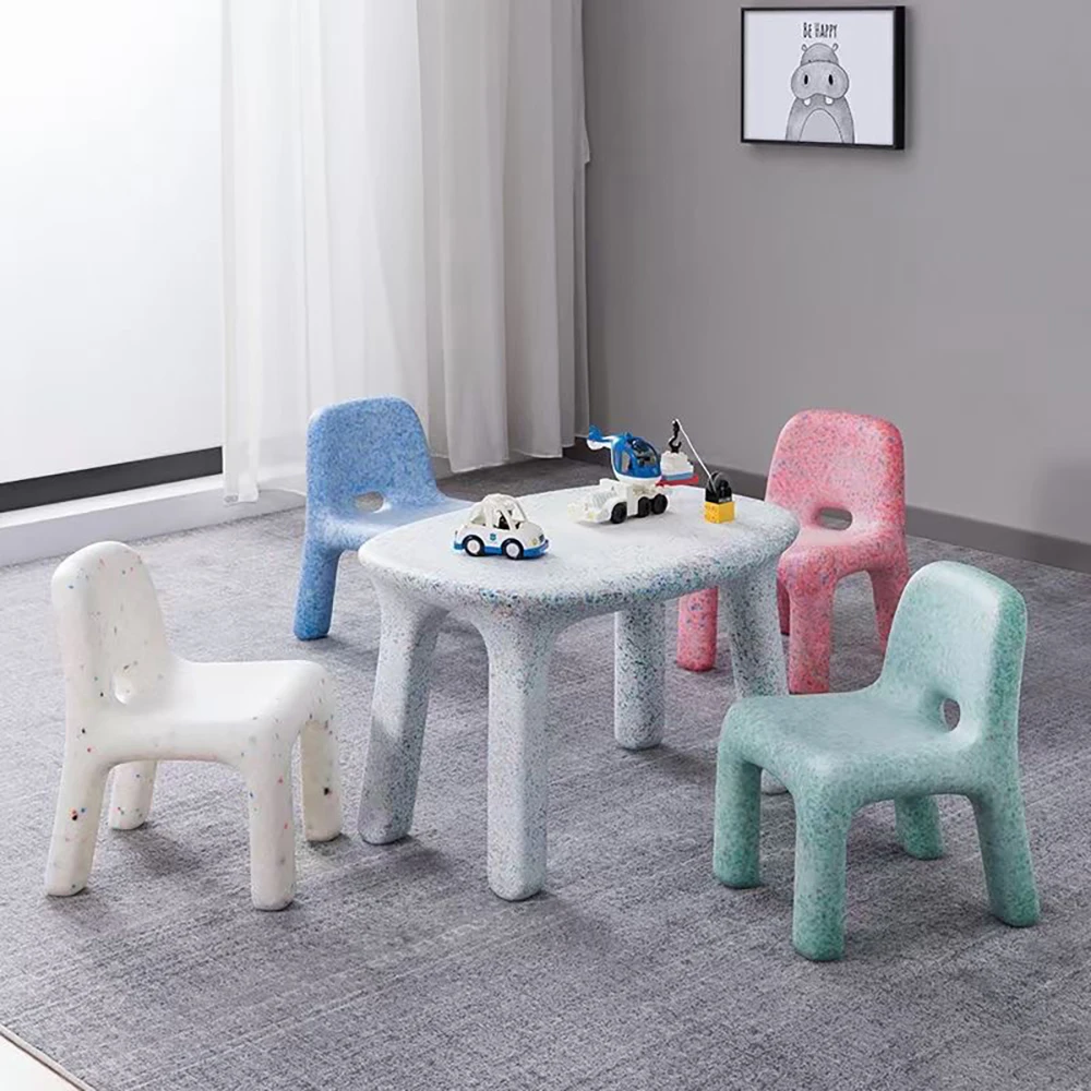 Children Indoor Harmless Plastic Kids Study Learn Write Draw Modern Concise Desk Table With Chair Set
