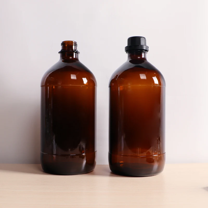 2.5L large capacity empty amber pharmaceutical chemical glass reagent bottle with plastic lid