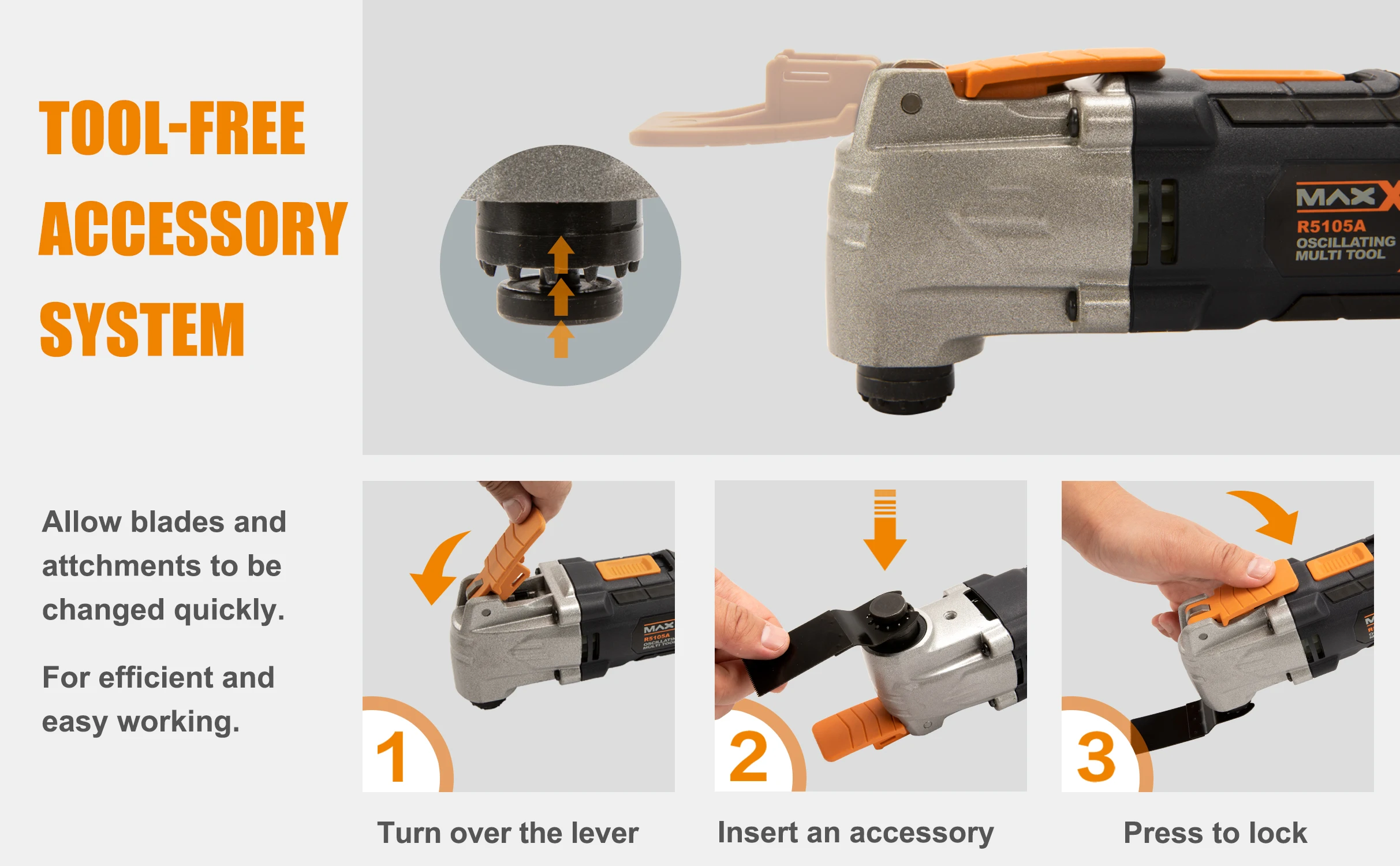 MAXXT Oscillating Multitool, Oscillating Saw with 6 Variable Speed 3 Oscillation Angle Quick Release Construction