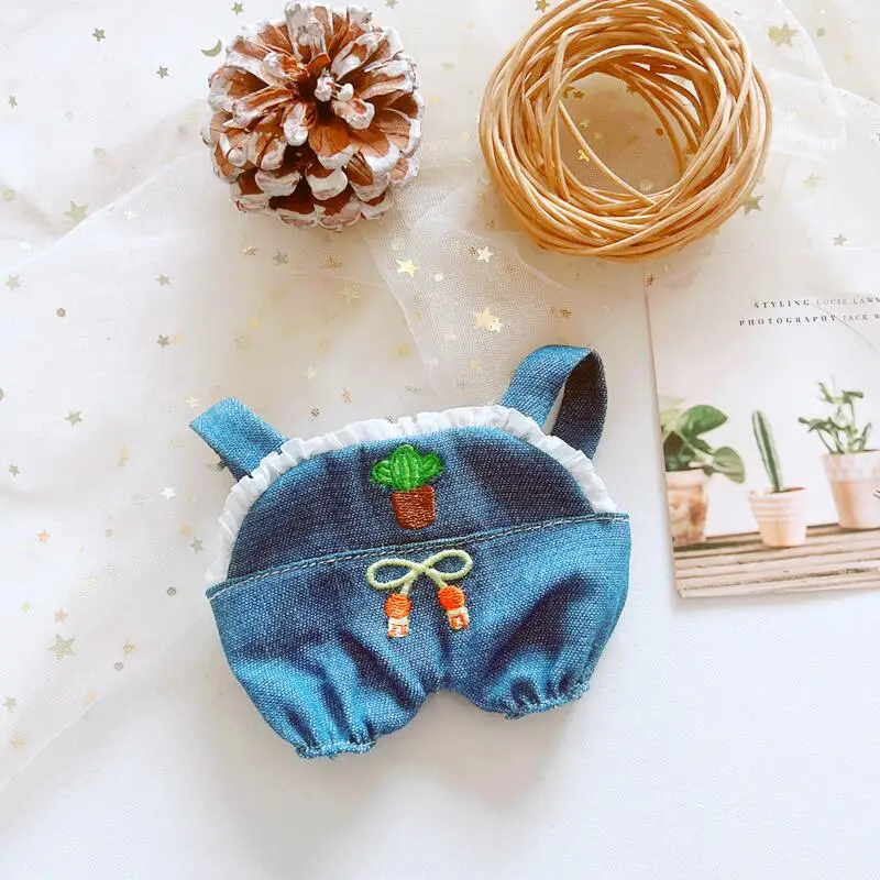 20cm stuffed doll outfit accessories toys pants collection plush Doll Clothes Bear Overalls Striped T-shirt Kpop doll dress up