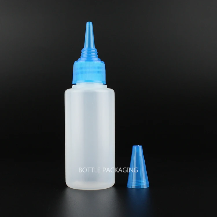 HDPE Mini 40ml Transparent Squeeze Applicator Glue Bottle with Twist Cap Plastic Bottles For Paint