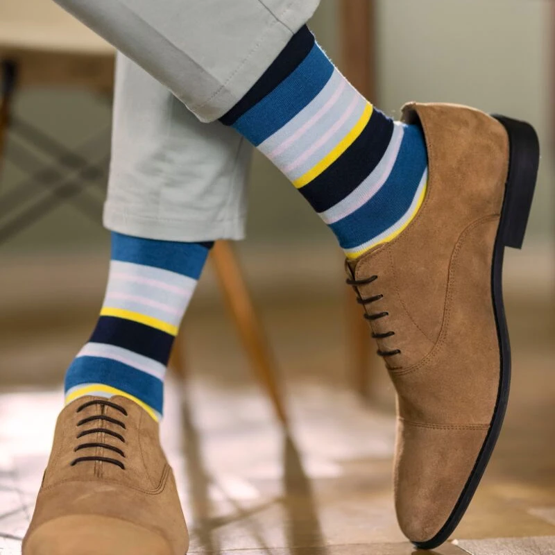 Custom Logo Novelty Striped Bamboo Patterned Gentle Dress Socks