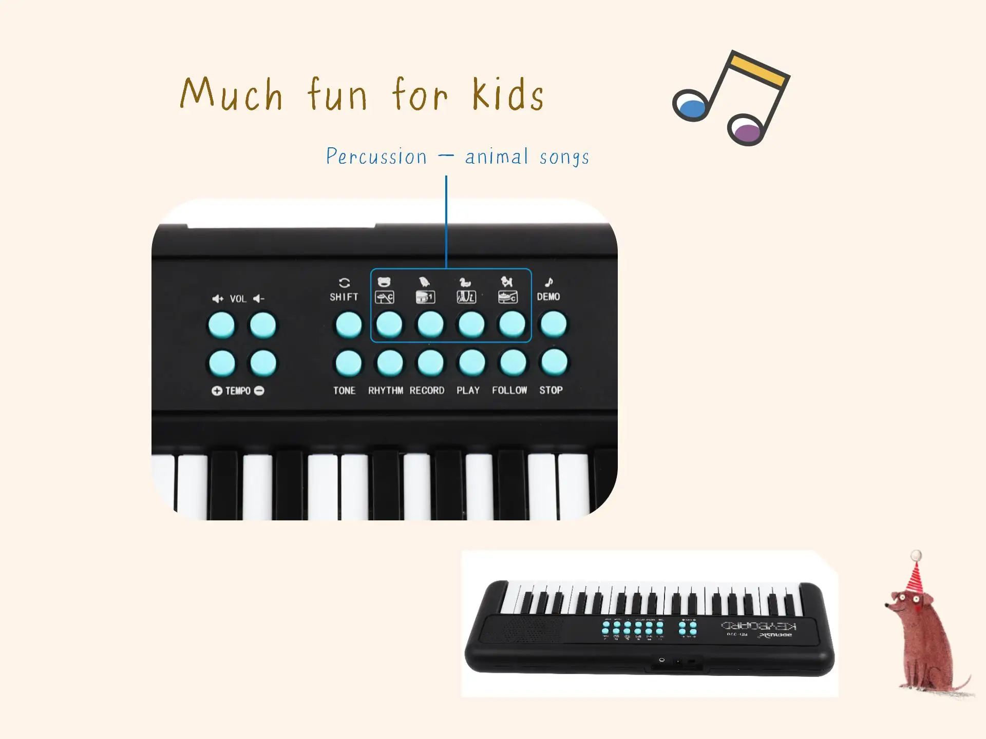 BD Music 37 Keys Hot Selling Mini Toy Musical Instruments Keyboard Multi function Good Looking Keyboard as Best Birthday Gift