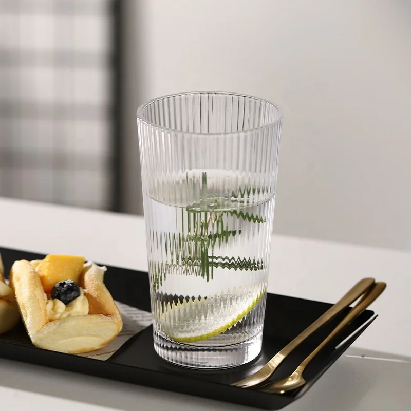 Ins 220ml Heat Resistant Clear Phnom Penh Vertical Stripes Water Glass Cup Milk Cup Mug