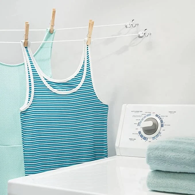 Retractable washing line double Two clothes Line Dryer Wall mount Indoor Outdoor 15mx2 Bathroom Laundry Garden Travel space save