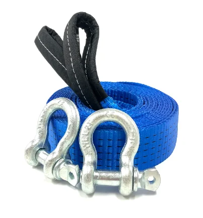 Heavy Duty 50mm Towing Belt Polyester Racing Car Custom Tow Strap with Hook Shackle Kit