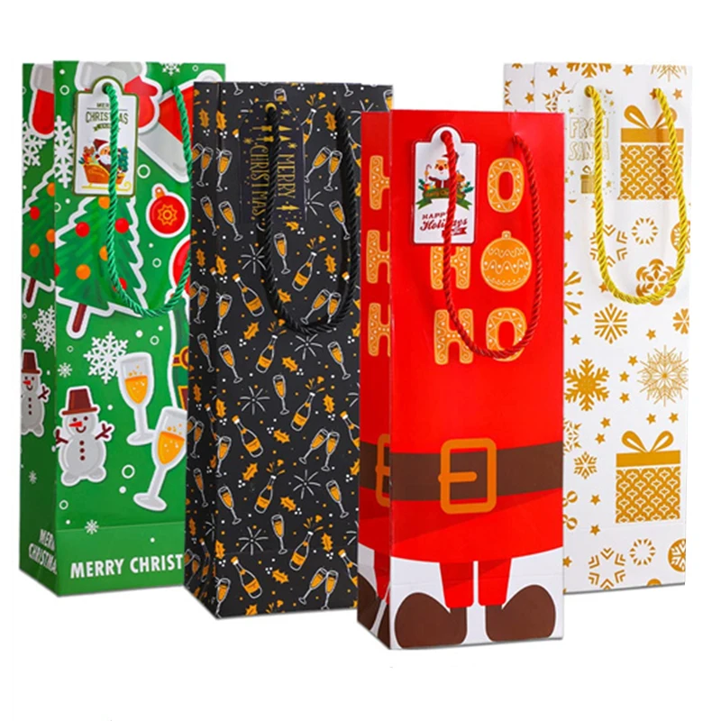 Wine Gift Bags Wine Bottles Wrap Bags with Handle Name Tags