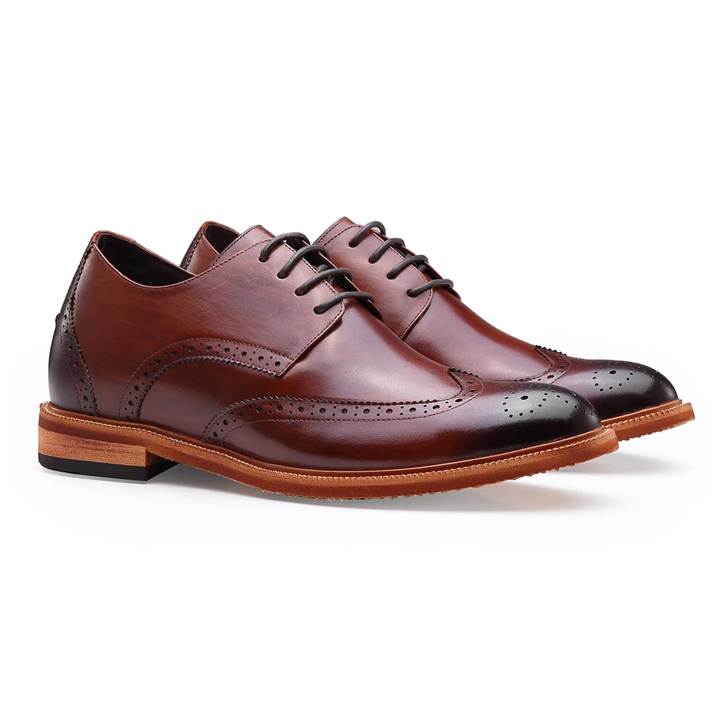 Броги мужские из натуральной кожи на скрытом каблуке, свадебные классические туфли, обувь для увеличения роста, новый дизайн