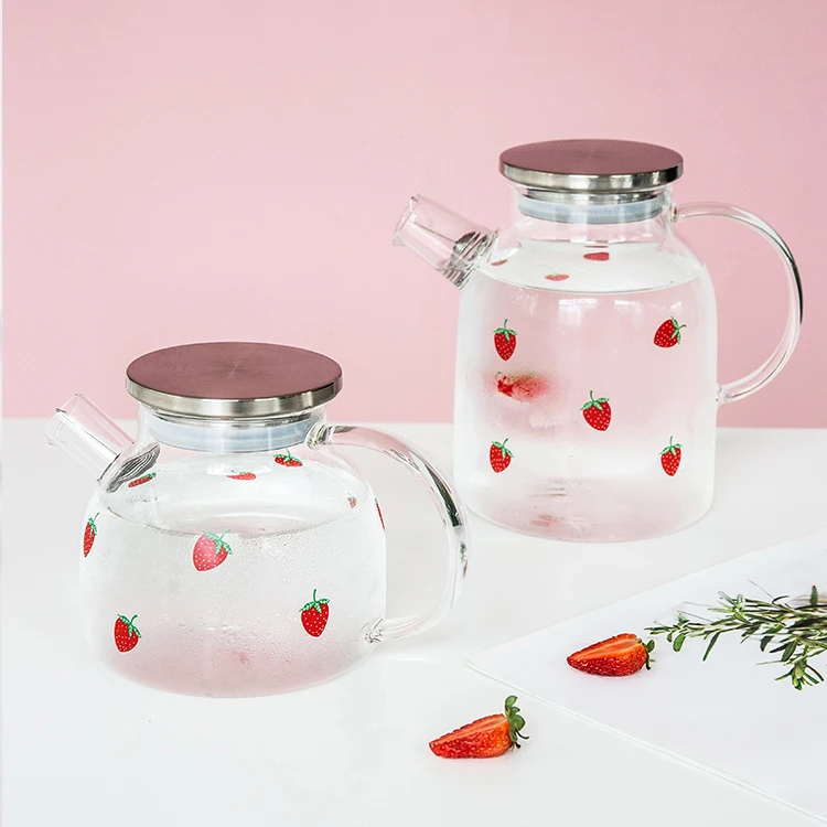 Wholesale 1000ml 1600ml Hand blown high borosilicate glass water filter jug