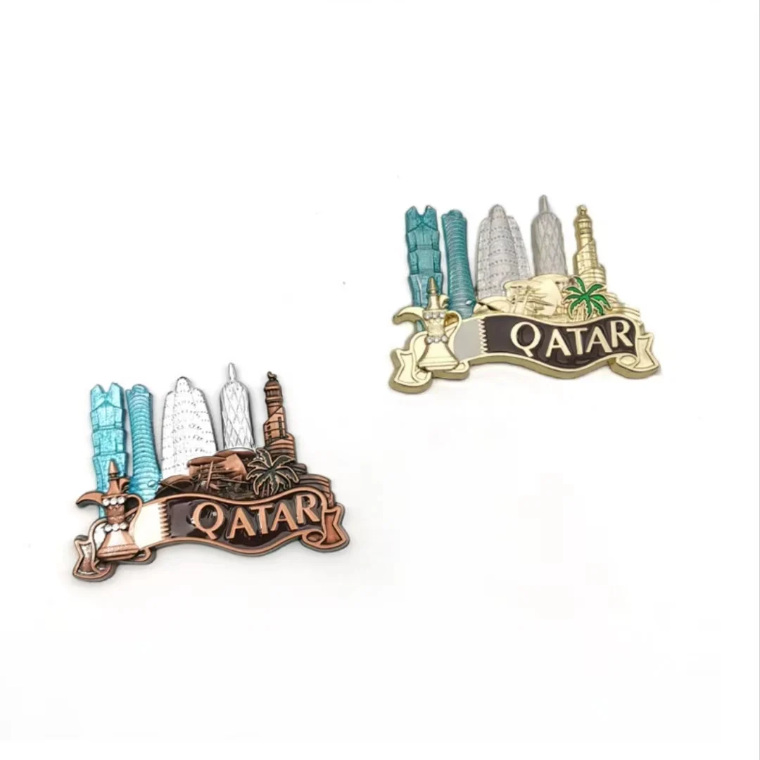 Qatar souvenir  high quality  3d fridge magnet customization logo scenic spot shape home decoration metal fridge magnet