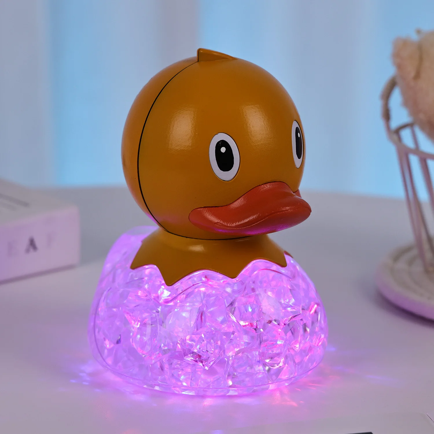 Nordic Duck shade LED lamp atmosphere 3D ICE RGB concolorous changing base decor night light in Apartment With 3AAA battery