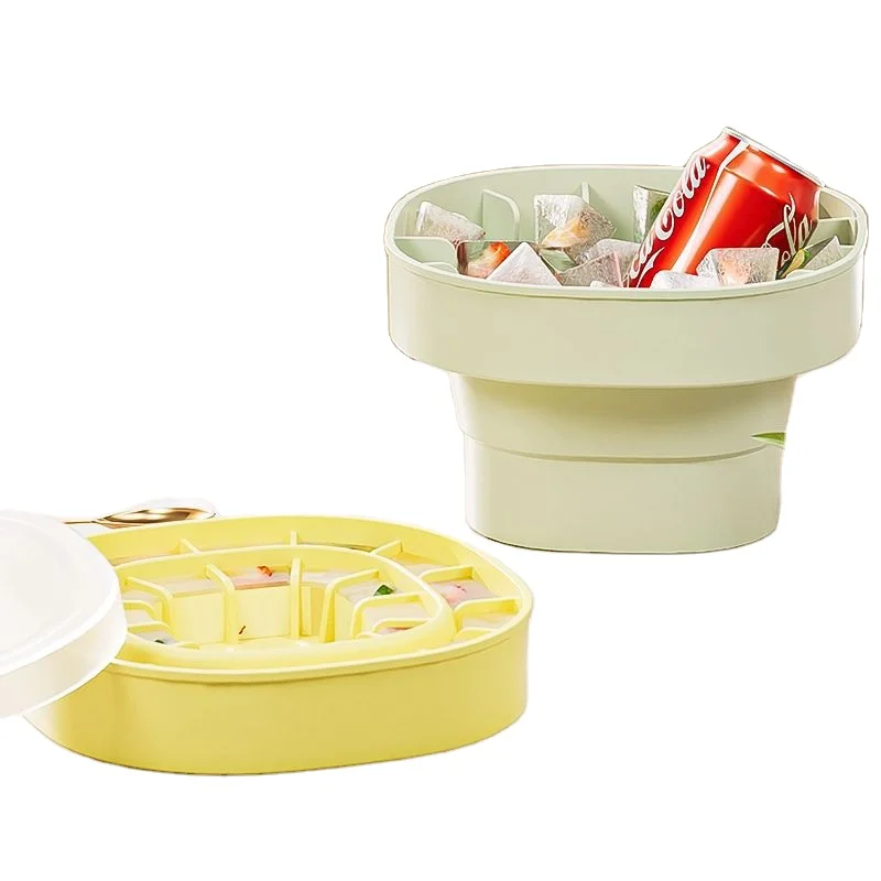 Wholesale folding silicone ice bucket press homemade frozen ice cubes Food grade soft silicone household ice storage box